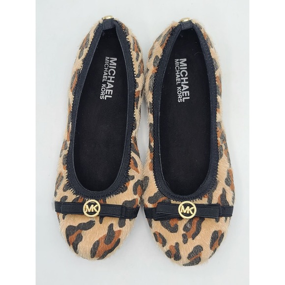 Michael Kors Girl's Size 2 "Rover Lux" Faux Cheetah Print Ballet Flats - Picture 3 of 9